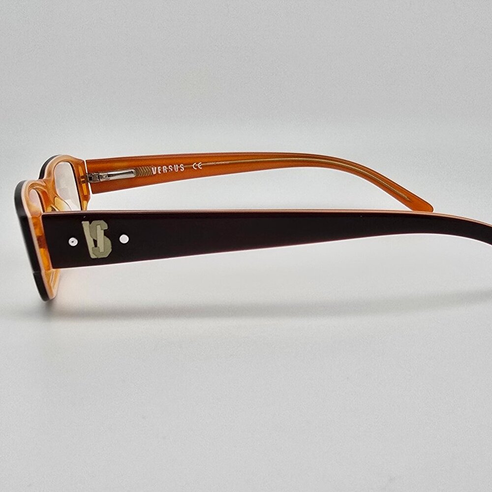 Versus Mod. 8032 677 Brown on Crystal Orange Eyeglasses Frame w/ Case 49-17-140 - Picture 4 of 15